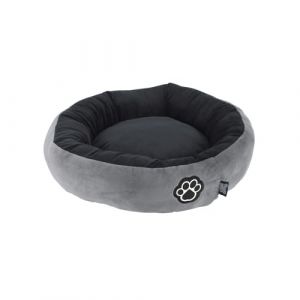 Love Story, Coussin Donut Polyester D50 x H16 cm Patchy Gris/Noir