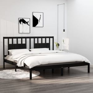 VidaXL Lit avec t&ecirc;te de lit en bois en pin haut 180 x 200 cm diff&eacute;rentes couleurs couleur : noir