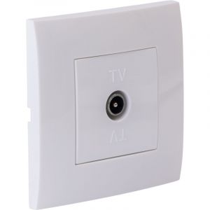 Zenitech Prise tv mâle encastrée + plaque de finition Kalya - Blanc