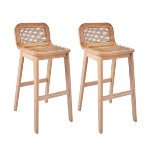 Lot de chaises SANA d'îlot et bar en chêne et assise cannage 65cm