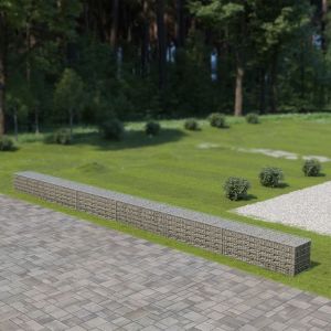 VidaXL Mur &agrave; gabion avec couvercles Acier galvanis&eacute; 900 x 50 x 50 cm