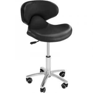 Fauteuil Coiffure Ergonomique 150 Kg 5 Roues Ecocuir Hauteur Réglable 44 - 57 Cm - Noir