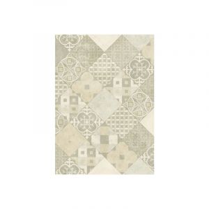 D&eacute;coweb Sol PVC Best - Carreaux Art D&eacute;co - Cr&egrave;me et gris - Rouleau de 4m x 2m