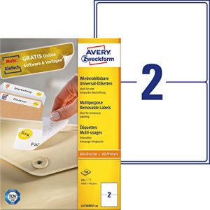 Avery-Zweckform Dennison l4743rev-100 Étiquettes universelles 100 feuilles/200/étiquettes 199,6 x 143,5 mm Blanc