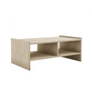 Calicosy Table basse 2 niches ouvertes décor travertin L90 cm