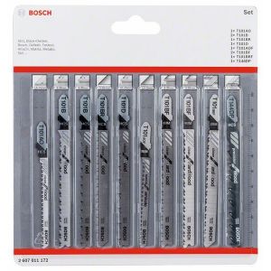 Bosch Lames de scie sauteuse, jeux de 10 pi&egrave;ces (emmanchement &agrave; simple accroche) - 2607011172