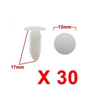 Sourcing map RIVET sourcingmap 30 pcs rivets plastique blanc fixation anti-projection type bouton poussoir Agrafes 8 x6,5 mm