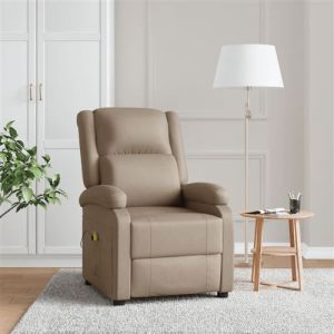 VidaXL Fauteuil de Massage, Si&egrave;ge avec Accoudoirs et Dossier, Chaise de Relaxation avec Repose-pied, Meuble de Salon, Moderne, Cappuccino Similicuir