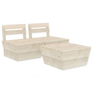 Image de VidaXL Salon de jardin palette 3 pcs Bois d'&eacute;pic&eacute;a impr&eacute;gn&eacute;