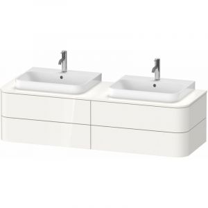 Duravit Happy D.2 Plus Meuble sous-lavabo pour console murale, 1600x550 mm, 4 tiroirs, pour 2 lavabos à meubles, Couleur (avant/corps): Placage