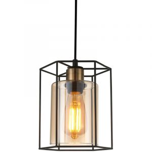 Italux Lighting Kalula Plafonnier suspendu industriel r&eacute;tro &agrave; 1 lanterne, E27