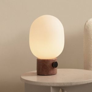 Audo Copenhagen Lampe à poser Audo JWDA, travertin rouge, hauteur 32 cm, à intensité variable
