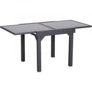 Image de Outsunny Table extensible de jardin grande taille dim. dépliées 160L x 80l x 75H cm alu métal époxy gris foncé plateau verre trempé noir