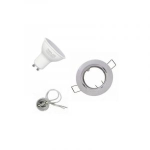 Image de Silamp Kit Spot LED GU10 encastrable 8W Orientable Rond Blanc - Blanc Chaud 2300K - 3500K