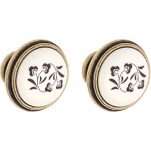Cyclingcolors 2x bouton de tiroir finition laiton porcelaine c&eacute;ramique motif fleur 35 mm meuble vintage antique avec vis