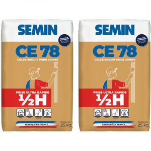 Semin - Enduit pour Joints de Plaques de Pl&acirc;tre ce 78 - Temps de Prise 1/2 Heure - Sac de 25 kg (Lot de 2)