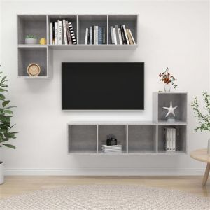 VidaXL Ensemble de meuble TV 4 pcs Gris béton Aggloméré