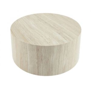 Table basse ronde effet travertin Ø80cm