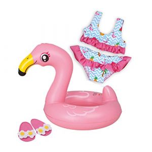 Image de Heless 99 Kit Natation pour poupée Motif Flamant Rose Ella Taille 35-45 cm 99