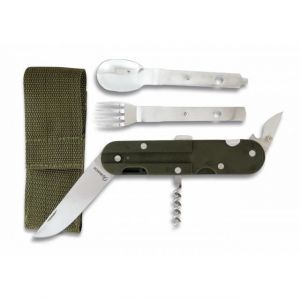 El zorro Polyvalent Albainox Pour le camping en acier inoxydable et Mango Abs 9 Cm Comprend fourchette, cuillère, couteau, couteau,