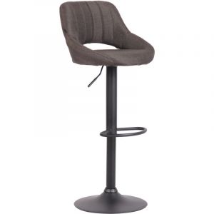 CLP Tabouret de bar Milet en Tissu et Pied métal gris foncé Noir