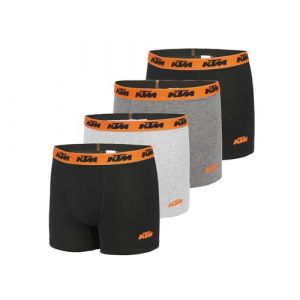 KTM Bike Industries Boxer Homme Coton, Caleçon Homme Hypoallergénique & Naturel (Lot de 4), Noir, Orange, Gris, Taille L