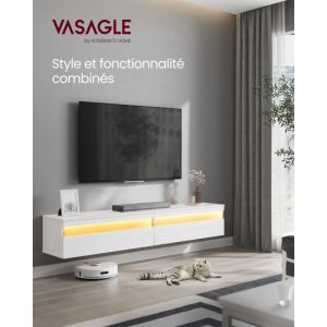 Meuble tv suspendu adapté à divers téléviseurs 178 x 35 x 30 cm blanc