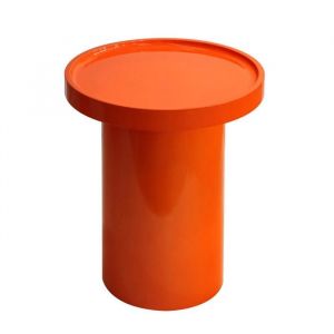 Oviala Table basse ronde 40 cm en MDF effet laqu&eacute; orange