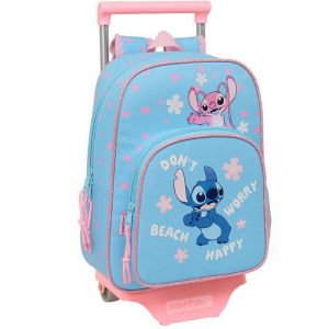 Safta STITCH HAPPY - Sac à dos pour enfant avec chariot 705, idéal pour enfants de différents âges, confortable et polyvalent, qualité et résistance, 26 x 11 x 34 cm, bleu ciel, M, Décontracté