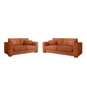 Loungitude Ensemble canapés 2 places et 3 places en velours côtelé - Terracotta