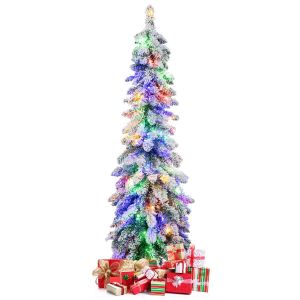 Coast 120 cm arbre de No&euml;l artificiel floqu&eacute; - vert/blanc avec 225 branches et 100 lumi&egrave;res LED