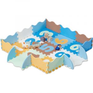 Relaxdays Tapis de Jeu avec 34 pièces en Tout, Bordure, sans substances nocives, Lavable, Mousse, Multicolore