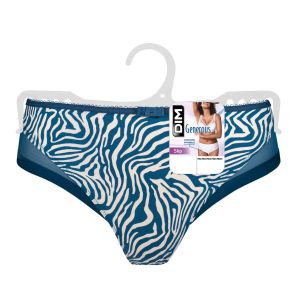DIM Slip Femme Bleu Imprim&eacute; Z&egrave;bre T48