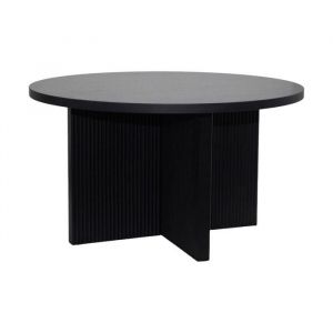 Oviala Table basse ronde 80 cm scandinave effet bois noir