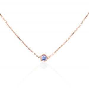 Cleor Collier Collier en Or 375/1000 Rose et Topaze Bleue Femme multicolor - Taille Unique