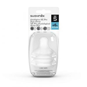 Suavinex Lot de 2 tétines physiologiques SX Pro en silicone Flux dense pour papillons. Tétine + 6 mois. Avec système anticolique, 2 unités