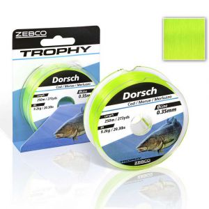Zebco Ligne de pêche monofilament de qualité Trophy pour cabillaud - Jaune Fluo - 0,30 mm