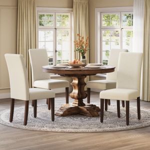 Chaises Salle à Manger - VASAGLE - Lot de 4 - Dossier Haut - Assise Épaisse - Blanc Crème