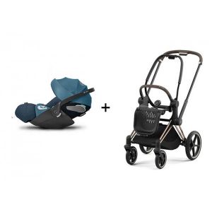 Image de Cybex Poussette priam 4 châssis rose gold cloud z2 plus mountain blue (dossier inclinable) platinum