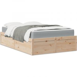 VidaXL Lit avec matelas 140x190 cm bois massif de pin, meuble de chambre à coucher, lit en bois, lit en palette, sommier, lit en bois massif