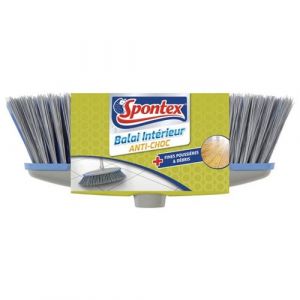 Spontex 1 Tête de balai intérieur - Compatible avec tous manches - Fibres double action - Bords antichocs