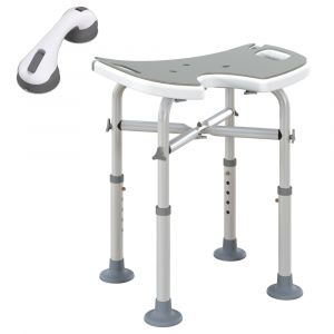 Homcom Tabouret de douche hauteur ajustable polypropylène gris argent