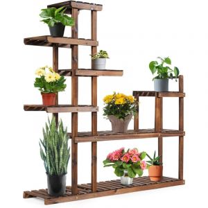 Étagère à fleurs en bois de 7 niveaux avec 7 tablettes 120x25x120cm