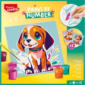 Maped CREATIV - Peinture au numéro - Chien et Renard - Activité de peinture pour Enfants -kit de peinture par numéros - Loisir créatif - Dès 7 Ans