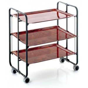 Don hierro Table Roulante Pliante 3 &Eacute;tages Ch&acirc;ssis Noir / Plateaux Loupe D'Orme