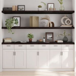 VidaXL Étagère Murale, Dessus de Table avec Bord Vivant, Tablette Suspendue Flottante, Rustique, Marron Foncé Bois Chêne Massif Traité