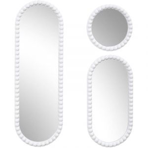 Altobuy - Lot de 3 Miroirs Blanc 75x25 cm / 49x25 cm / Ø25 cm