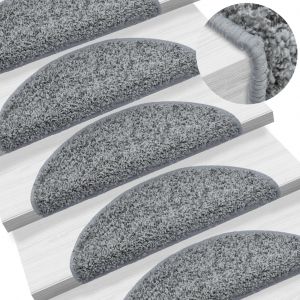 VidaXL 15 pcs Tapis d'escalier Gris 65 x 25 cm