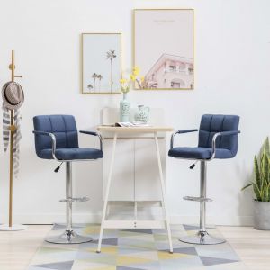 VidaXL Chaises de bar 2 pcs Bleu Tissu
