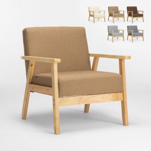 Ahd Amazing Home Design Fauteuil Chaise scandinave design vintage en bois avec accoudoirs Utepl, Couleur: Beige